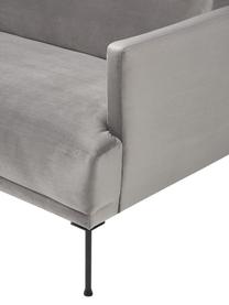 Petit canapé d'angle velours et pieds en métal Fluente, Velours gris clair, larg. 198 x prof. 152 cm, méridienne à gauche