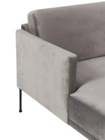 Petit canapé d'angle velours et pieds en métal Fluente, Velours gris clair, larg. 198 x prof. 152 cm, méridienne à gauche