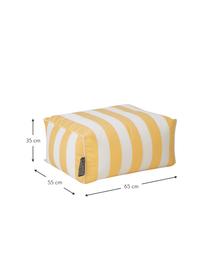 Cuscino da pavimento da esterno giallo/bianco Korfu, Rivestimento: 100% polipropilene, Teflo, Giallo, bianco, Larg. 65 x Alt. 35 cm