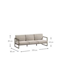 Canapé lounge de jardin 3 places Comova, Tissu gris clair, vert, larg. 225 x prof. 85 cm