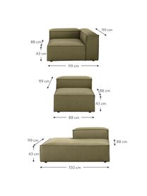 Modulaire XL chaise longue Lennon, Bekleding: 100% polyester De slijtva, Frame: massief grenenhout, FSC-g, Poten: kunststof, Geweven stof groen, B 357 x D 119 cm, rugleuning rechts