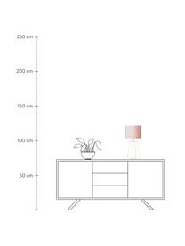 Lampa stołowa z aksamitu Karolina, Brudny różowy mosiądz, błyszczący transparentny, Ø 25 x W 49 cm