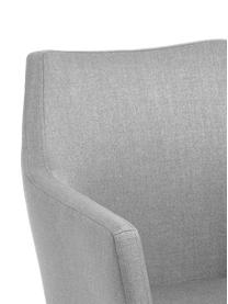 Chaise à accoudoirs scandi Nora, Tissu gris clair, bois de chêne clair, larg. 58 x prof. 58 cm