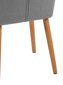 Stolička s opierkami a s drevenými nohami Nora, Svetlosivá, svetlé dubové drevo, Š 58 x H 58 cm