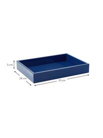 Plateau haute brillance Hayley, MDF (panneau en fibres de bois à densité moyenne), laqué, Bleu, larg. 24 x long. 33 cm