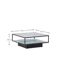 Konferenční stolek se skleněnou deskou Maglehem, Transparentní, černá, Š 90 cm, H 90 cm