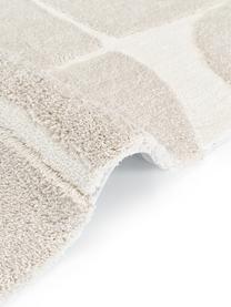 Flauschiger Hochflor-Teppich Jade mit erhabener Hoch-Tief-Struktur, Flor: 100% Polyester, Beige, Cremeweiß, B 200 x L 300 cm (Größe L)