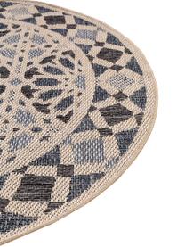 In- & Outdoor-Teppich River mit floralem Muster, 100% Polypropylen, Beige, Blautöne, Ø 130 cm (Größe M)