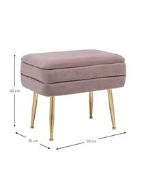 Banquette en velours avec rangement Pavlina, Mauve, couleur laitonnée, larg. 80 x haut. 42 cm