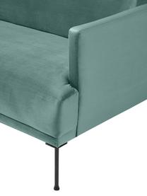 Petit canapé d'angle en velours et pieds en métal Fluente, Velours vert clair, larg. 198 x prof. 152 cm, méridienne à gauche