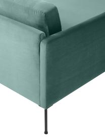 Petit canapé d'angle en velours et pieds en métal Fluente, Velours vert clair, larg. 198 x prof. 152 cm, méridienne à gauche