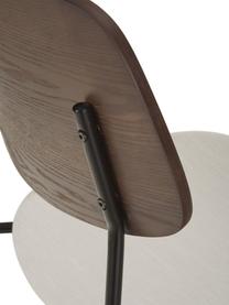 Sedia in legno con seduta imbottita Nadja 2 pz, Rivestimento: poliestere Con 100.000 ci, Gambe: metallo verniciato a polv, Tessuto bianco latteo, legno scuro, Larg. 51 x Prof. 52 cm