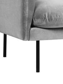 Fluwelen bank Moby (3-zits) met metalen poten, Bekleding: fluweel (hoogwaardig poly, Frame: massief grenenhout, FSC-g, Poten: gelakt metaal, Fluweel grijs, B 220 x D 95 cm