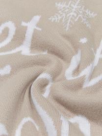 Kissenhülle Let It Snow, 100% gekämmte Baumwolle, Beige, B 40 x L 40 cm