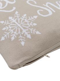 Kissenhülle Let It Snow, 100% gekämmte Baumwolle, Beige, B 40 x L 40 cm