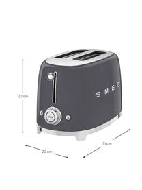 Kompakt Toaster 50's Style, Edelstahl, lackiert, Grau, glänzend, B 31 x T 20 cm