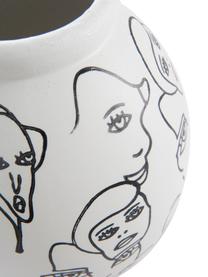 Keramik-Vase People mit Motiv, Keramik, Weiß, Schwarz, Ø 18 x H 21 cm