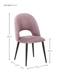 Silla de terciopelo Rachel, Tapizado: terciopelo (100% poliéste, Patas: metal con pintura en polv, Terciopelo rosa, An 53 x F 57 cm