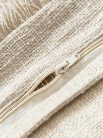 Copricuscino in cotone fatto a mano con frange Catalina, Retro: 100% cotone Il materiale , Beige, kaki, Larg. 45 x Lung. 45 cm