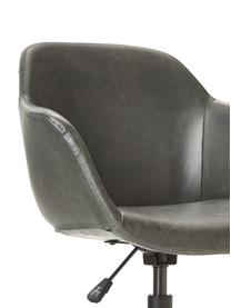 Sedia da scrivania in similpelle con seduta stretta Fiji, Rivestimento: similpelle (100% poliuret, Struttura: metallo verniciato a polv, Ruote: plastica, Similpelle color grigio, Larg. 66 x Prof. 66 cm