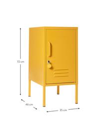 Table de chevet avec porte Shorty, Acier, revêtement par poudre, Jaune moutarde, larg. 35 x haut. 72 cm