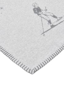 Coperta in cotone con motivo invernale Sylt, Rivestimento: 85% cotone, 8% viscosa, 7, Grigio, grigio scuro, Larg. 140 x Lung. 200 cm