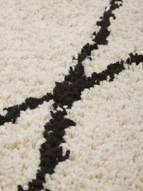 Pluizige hoogpolige loper Naima, handgetuft, Onderzijde: 100% katoen, Beige, zwart, 80 x L 300 cm