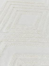 Handgeweven katoenen loper Ziggy met verhoogd hoog-laag patroon, 100% katoen, Crèmekleurig, B 80 x L 200 cm