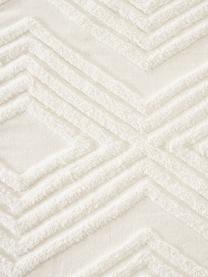 Handgeweven katoenen loper Ziggy met verhoogd hoog-laag patroon, 100% katoen, Crèmekleurig, B 80 x L 200 cm