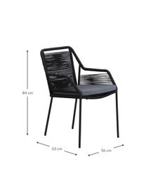 Sillas para exterior Elba, 2 uds., Tapizado: 100% poliéster, Estructura: metal galvanizado con pin, Negro, gris, An 56 x F 63 cm
