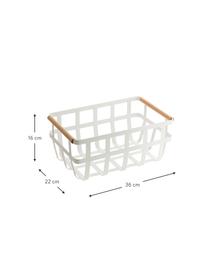Cestino portaoggetti con manici in legno Tosca, Manico: legno, Bianco, legno chiaro, Larg. 36 x Alt. 16 cm
