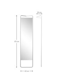 Eckiger Anlehnspiegel Kasch mit weißem Aluminiumrahmen, Rahmen: Aluminium, pulverbeschich, Spiegelfläche: Spiegelglas, Weiß, B 42 x H 175 cm