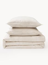 Copripiumino in mussola jacquard con motivo floreale beige Jasmina, Beige, Larg. 200 x Lung. 200 cm