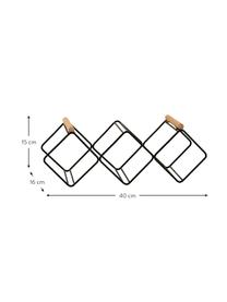 Botellero Omi, para 5 botellas, Estructura: metal recubierto, Asas: madera, Negro, madera clara, An 40 x Al 15 cm