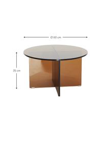 Runder Couchtisch Iris mit Glasplatte, Tischplatte: Glas, gehärtet, Gestell: Glas, gehärtet, Braun, semi-transparent, Ø 60 cm