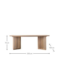 Jídelní stůl z dubového dřeva Okayama, 200x100 cm, Dubové dřevo, Světle hnědá, Š 200 cm, H 100 cm