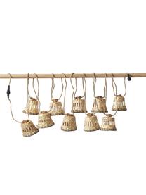 Guirnalda de luces LED artesanal Aurora, 800 cm, 10 luces, Linternas: fibra natural, Cable: yute, Marrón, L 800 cm