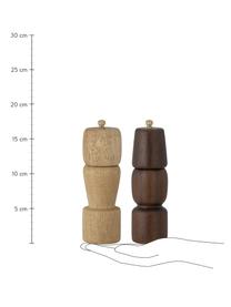 Salz- und Pfeffermühle Sabri aus Holz, 2er-Set, Akazienholz, Gummibaumholz, Akazienholz, Gummibaumholz, Ø 6 x H 18 cm