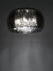 Kristall-Deckenleuchte Pearl aus Glas, Lampenschirm: Glas, Baldachin: Metall, Dunkelgrau, verspiegelt, Ø 40 x H 21 cm