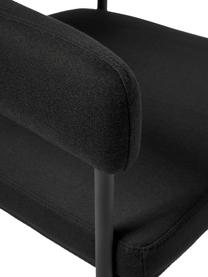 Chaise à accoudoirs rembourrée Zoe, Tissu noir, larg. 56 x prof. 62 cm