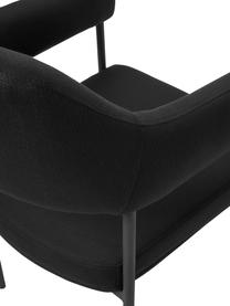 Chaise à accoudoirs rembourrée Zoe, Tissu noir, larg. 56 x prof. 62 cm