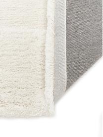 Flauschiger Hochflor-Teppich Zion mit erhabener Hoch-Tief-Struktur, Flor: 100 % Polyester, GRS-zert, Cremeweiß, B 120 x L 180 cm (Größe S)