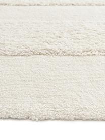 Flauschiger Hochflor-Teppich Zion mit erhabener Hoch-Tief-Struktur, Flor: 100 % Polyester, GRS-zert, Cremeweiß, B 120 x L 180 cm (Größe S)