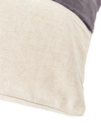 Vyšívaný povlak na polštář se sametovým dekorem Farah, Tmavě šedá, béžová, Š 30 cm, D 50 cm
