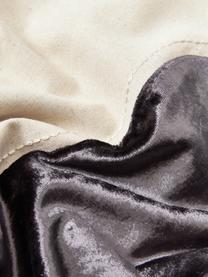 Housse de coussin brodée avec détails décoratifs en velours Farah, Gris foncé, beige, larg. 30 x long. 50 cm