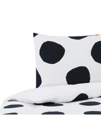 Dubbelzijdig dekbedovertrek Dot, Katoen, Bovenzijde: wit, zwart. Onderzijde: wit, 140 x 200 cm + 1 kussenhoes 60 x 70 cm