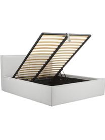 Letto imbottito con contenitore Dream, Rivestimento: poliestere (tessuto testu, Tessuto grigio chiaro, Larg. 200 x Lung. 200 cm