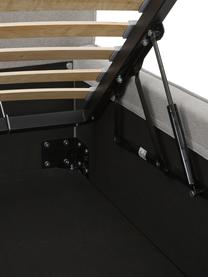Letto imbottito con contenitore Dream, Rivestimento: poliestere (tessuto testu, Tessuto grigio chiaro, Larg. 200 x Lung. 200 cm