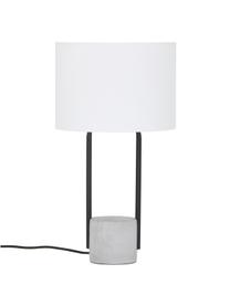 Grande lampe à poser pied en béton Pipero, Abat-jour : blanc Pied de lampe : noir, mat, gris Câble : noir, Ø 28 x haut. 51 cm