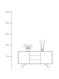 Lampada da tavolo grande con base in cemento Pipero, Paralume: tessuto, Base della lampada: metallo verniciato a polv, Bianco, grigio, Ø 28 x Alt. 51 cm
